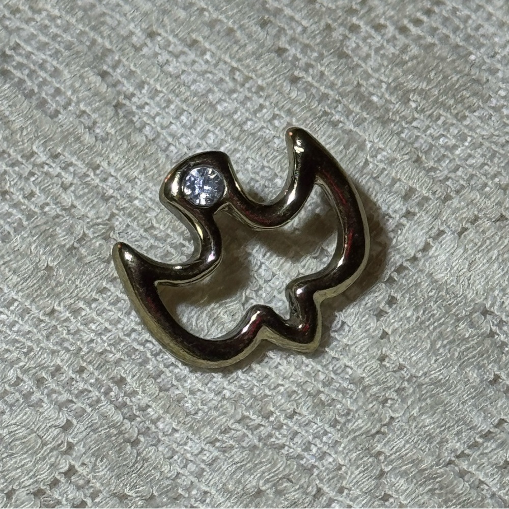 Vintage Elegant Gold Dove Peace Devotional Pin with Crystal Accent Bird Brooch
